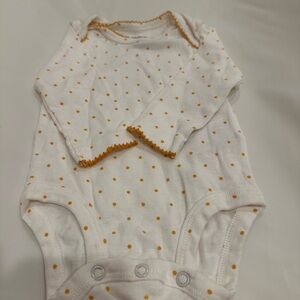 Carter’s White and Orange Polka Dot Baby Onesie